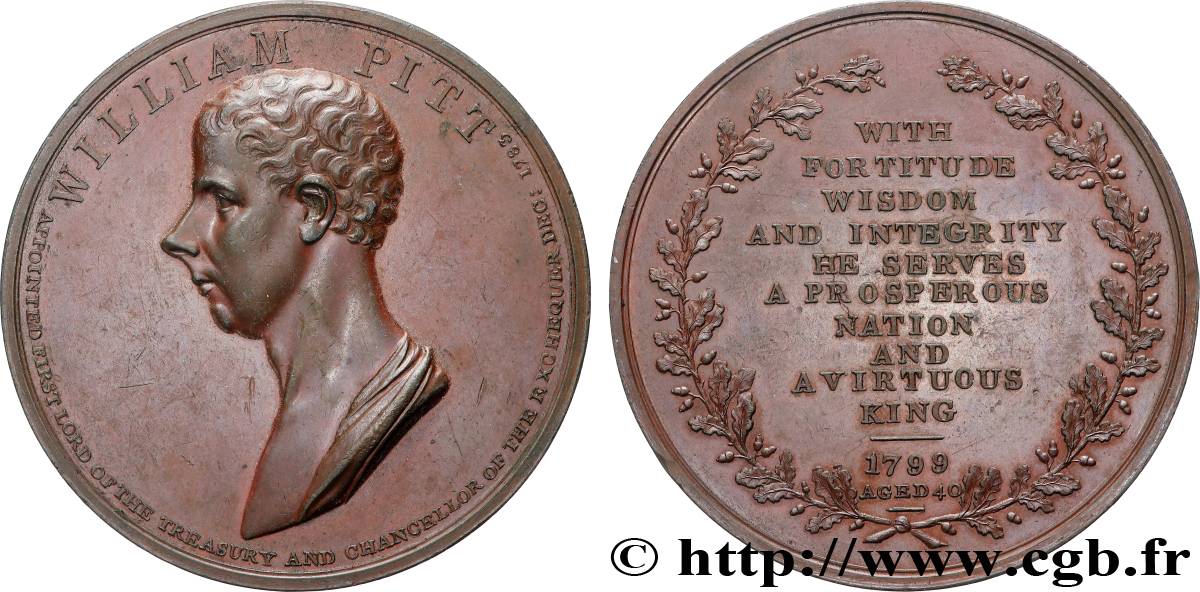 ENGLAND - GEORGE III Médaille, William Pitt AU/AU