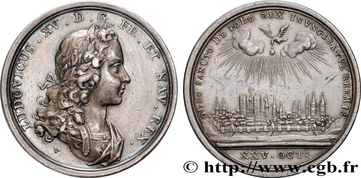 LOUIS XV DIT LE BIEN AIMÉ Médaille, Sacre à Reims TTB+
