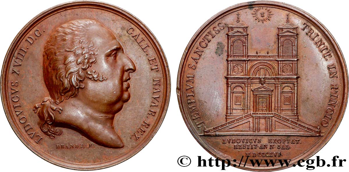 LOUIS XVIII Médaille, Église Sainte Trinité des monts SUP