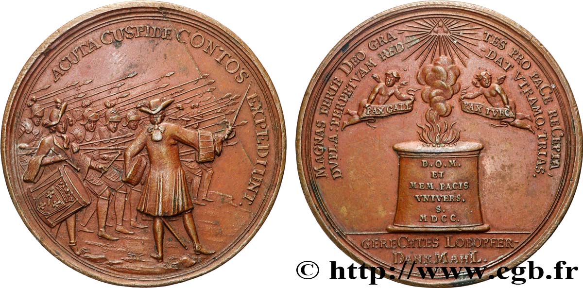 ALLEMAGNE - DUCHÉ DE SAXE ÉLECTORALE - LIGNE ALBERTINE - FREDERIC AUGUSTE Ier Médaille, Satire de la candidature du prince Conti au trône de Pologne et commémoration de la Paix entre la France et la Turquie TTB+
