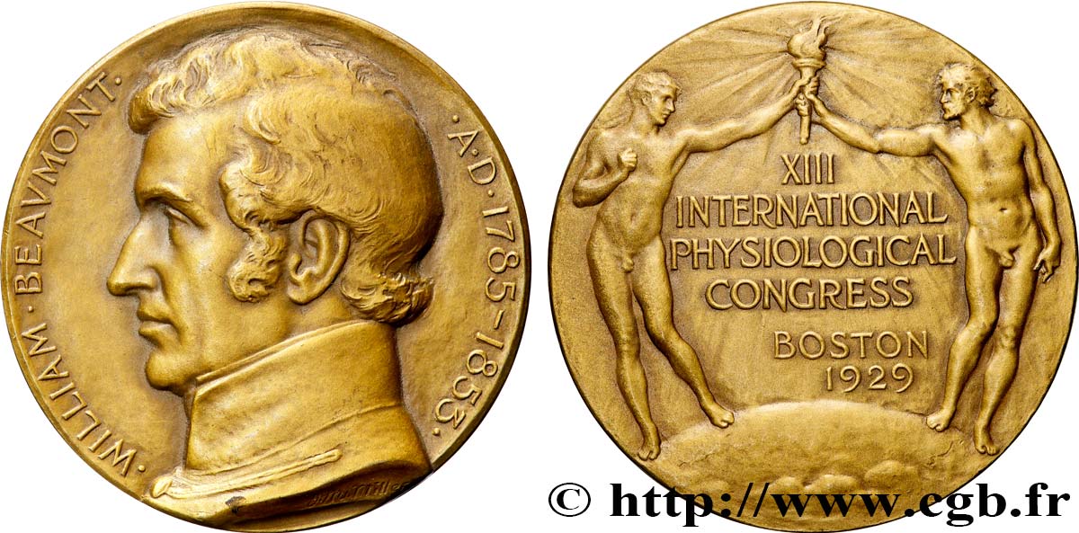 UNITED STATES OF AMERICA Médaille, William Beaumont, XIIIe congrès international sur la physiologie AU