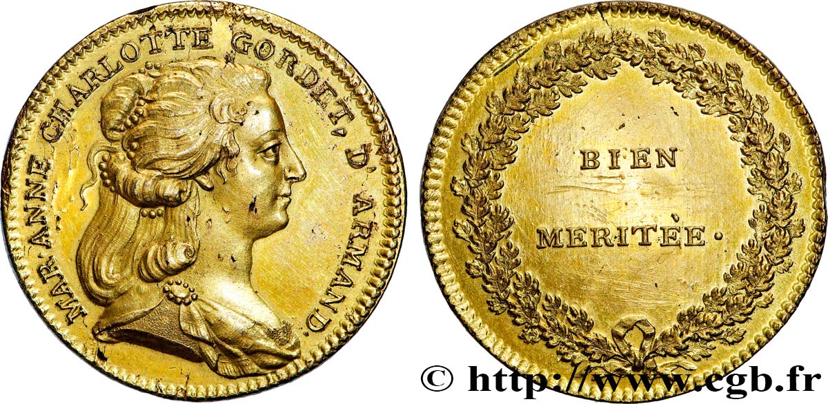 NATIONALKONVENT Médaille, Marie-Anne Charlotte Corday VZ+