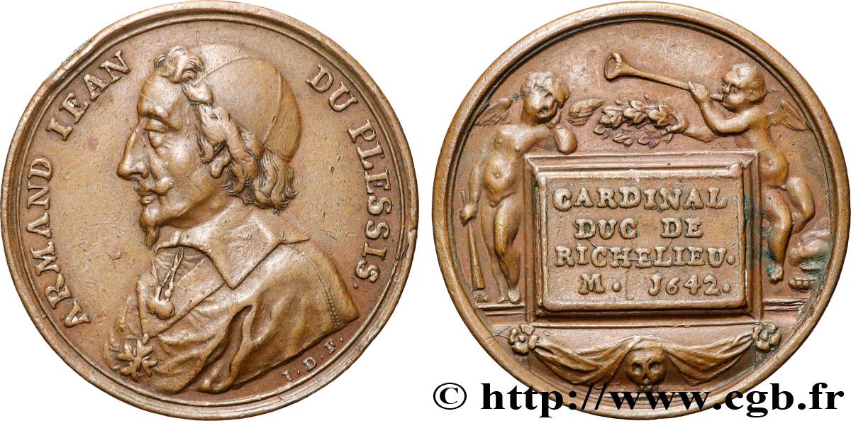 LOUIS XV THE BELOVED Médaille, Armand du Plessis, cardinal, duc de Richelieu AU