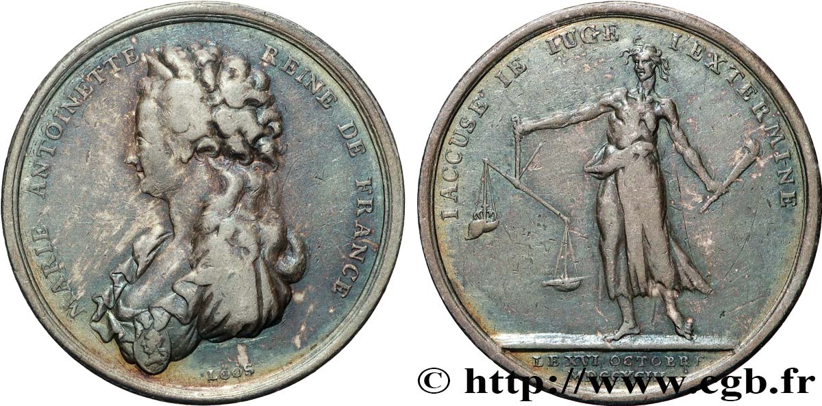 THE CONVENTION Médaille, dénonçant la mort de la reine le 16 octobre 1793 XF