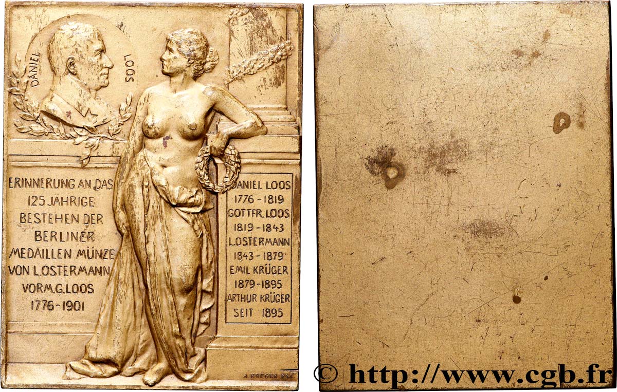 GERMANY - KINGDOM OF PRUSSIA - WILLIAM II Plaquette, Daniel Loos, 125e anniversaire de l atelier berlinois Ostermann AU