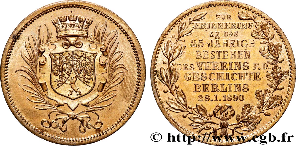 GERMANY - KINGDOM OF PRUSSIA - WILLIAM II Médaille, 25e anniversaire de l’association pour l’histoire de Berlin   MS