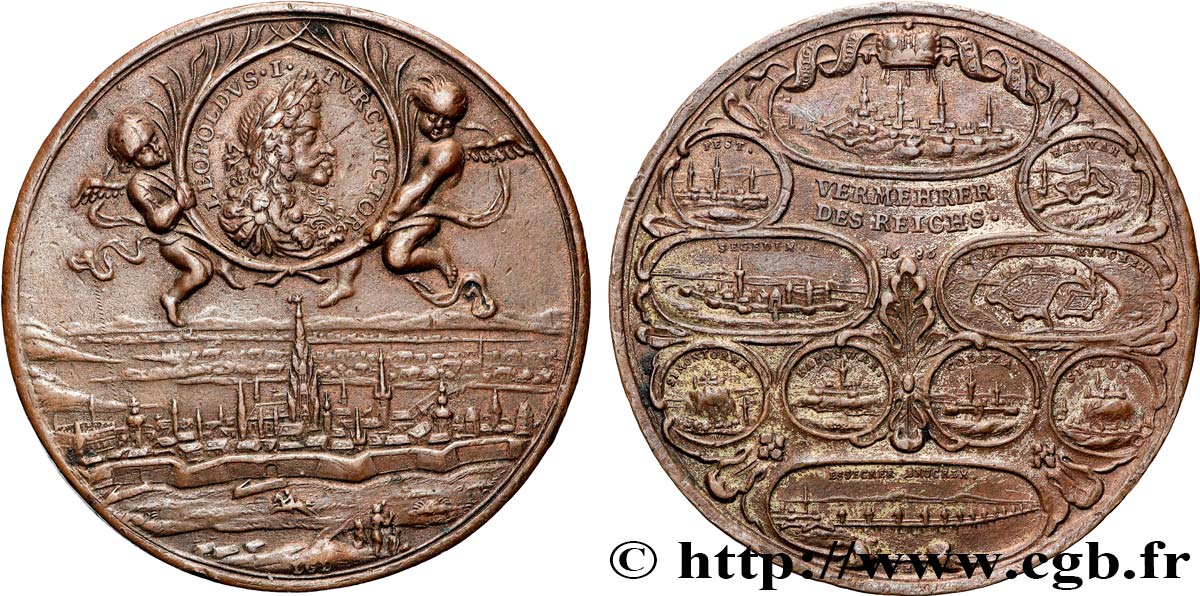 ALLEMAGNE - SAINT-EMPIRE-GERMANIQUE - LEOPOLD Ier (Leopold Ignaz Joseph Balthasar Felician) Médaille, Commémoration des victoires des forces impériales en Hongrie sur les Turcs fVZ