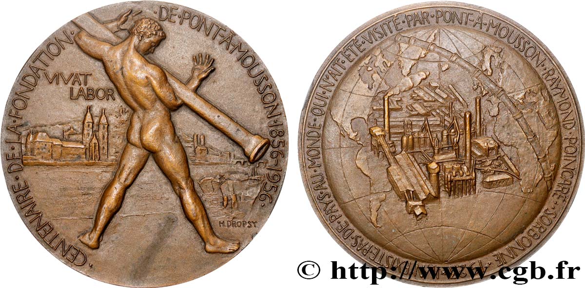 QUARTA REPUBBLICA FRANCESE Médaille, Centenaire de la fondation de Pont-à-Mousson  SPL