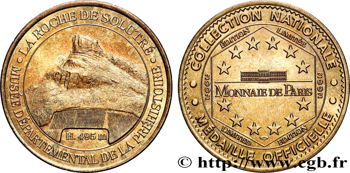 TOURISTIC MEDALS Médaille touristique, La roche de Solutré, Musée départemental de la préhistoire  AU