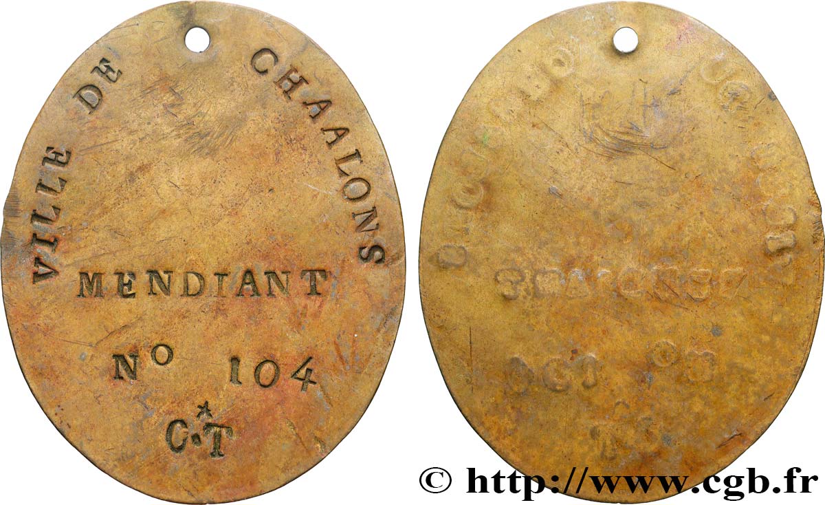 III REPUBLIC Plaque, Mendiant de Châlons-en-Champagne
 n°104 XF