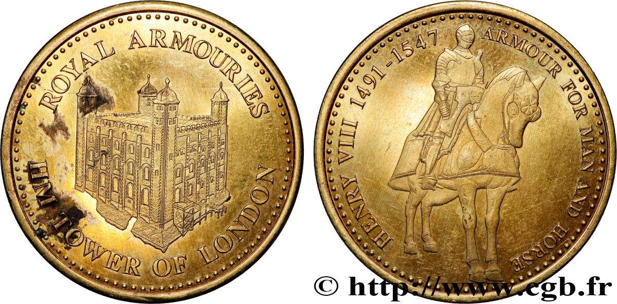 ANGLETERRE - ROYAUME D ANGLETERRE - HENRY VIII Médaille, Armure pour homme et cheval du roi Henri VIII TTB/TTB+