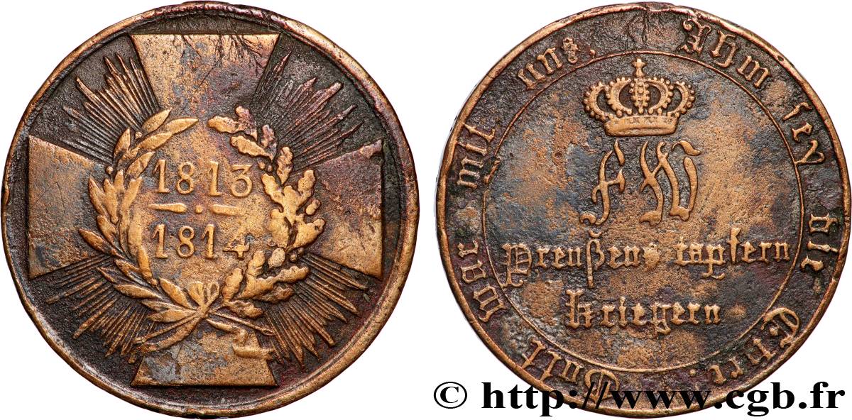 GERMANY - KINGDOM OF PRUSSIA - FREDERICK-WILLIAM III Médaille militaire, Guerre de 1813-1814 VF