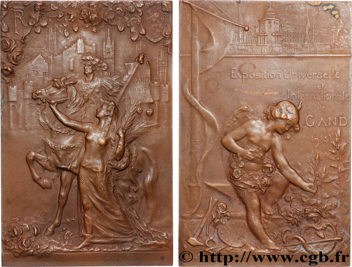 BELGIQUE - ROYAUME DE BELGIQUE - ALBERT Ier Plaquette, Exposition Universelle et Internationale, Comité français, Expositions à l’étranger SUP/TTB+