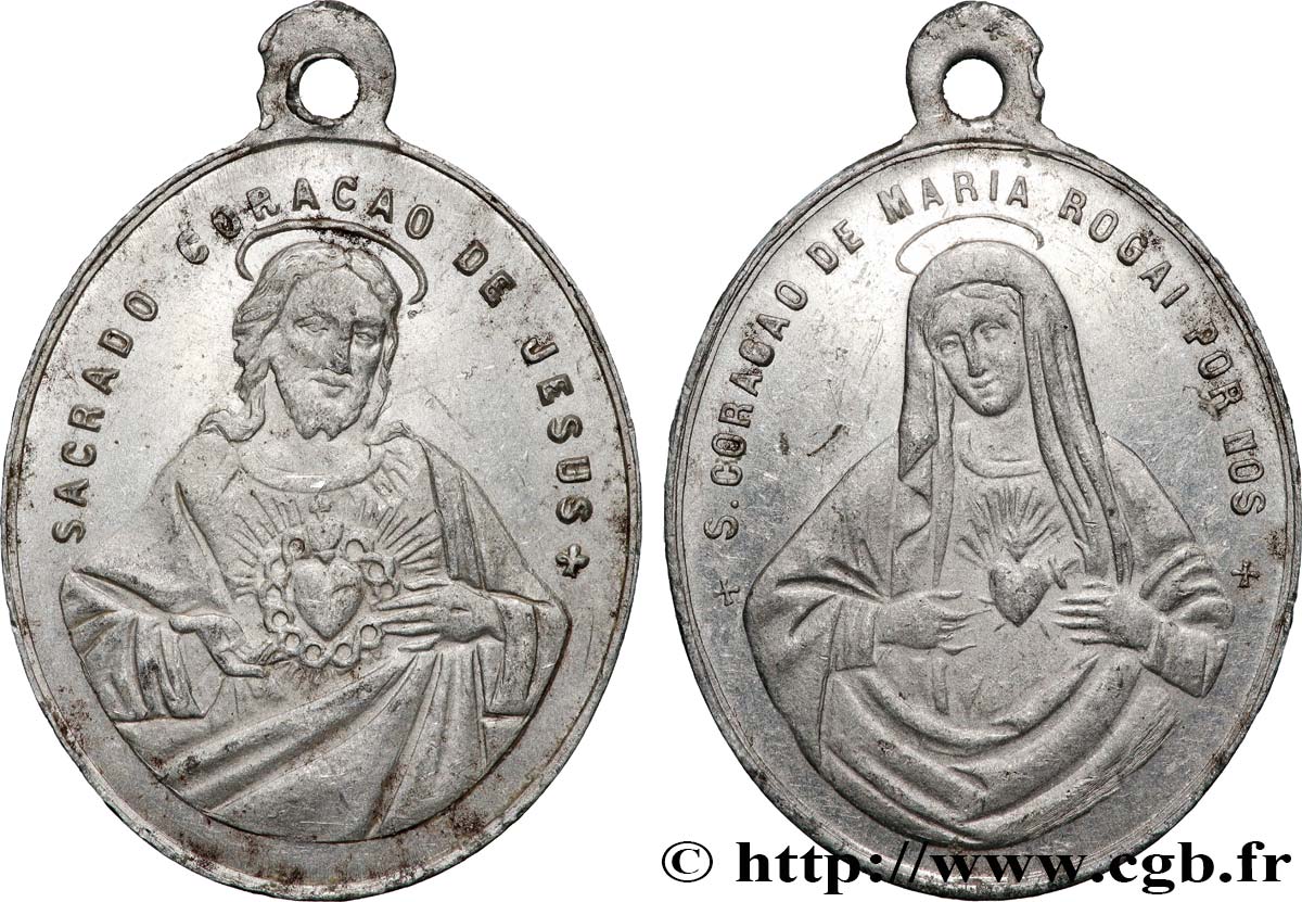 MÉDAILLES RELIGIEUSES Médaille, Sacré-Coeur de Jésus et de Marie TTB