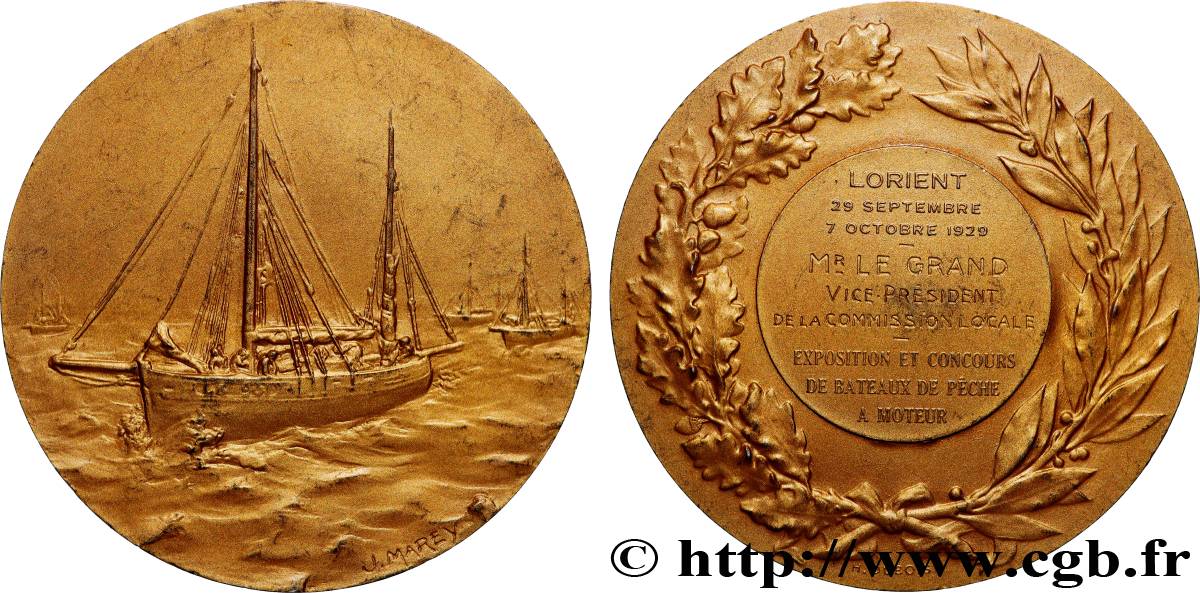 TERCERA REPUBLICA FRANCESA Médaille, Exposition et Concours de bateaux de pêche à moteur MBC+