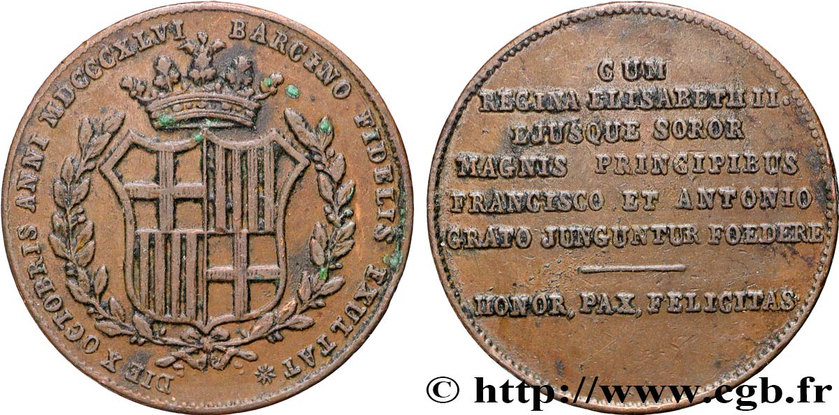 SPAIN - KINGDOM OF SPAIN - ISABELLA II Médaille, Mariage d’Isabelle II de Bourbon d’Espagne et François d’Assise de Bourbon d’Espagne XF