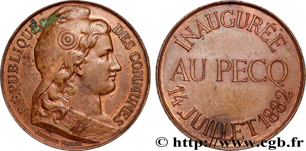 FRANC - MAÇONNERIE Médaille, République des Communes, Inauguration au Pecq TTB+