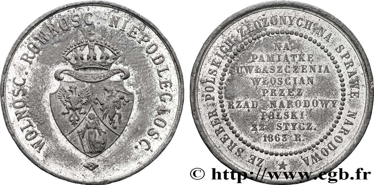 POLOGNE Médaille, Commémoration de l’insurrection de Janvier  TTB