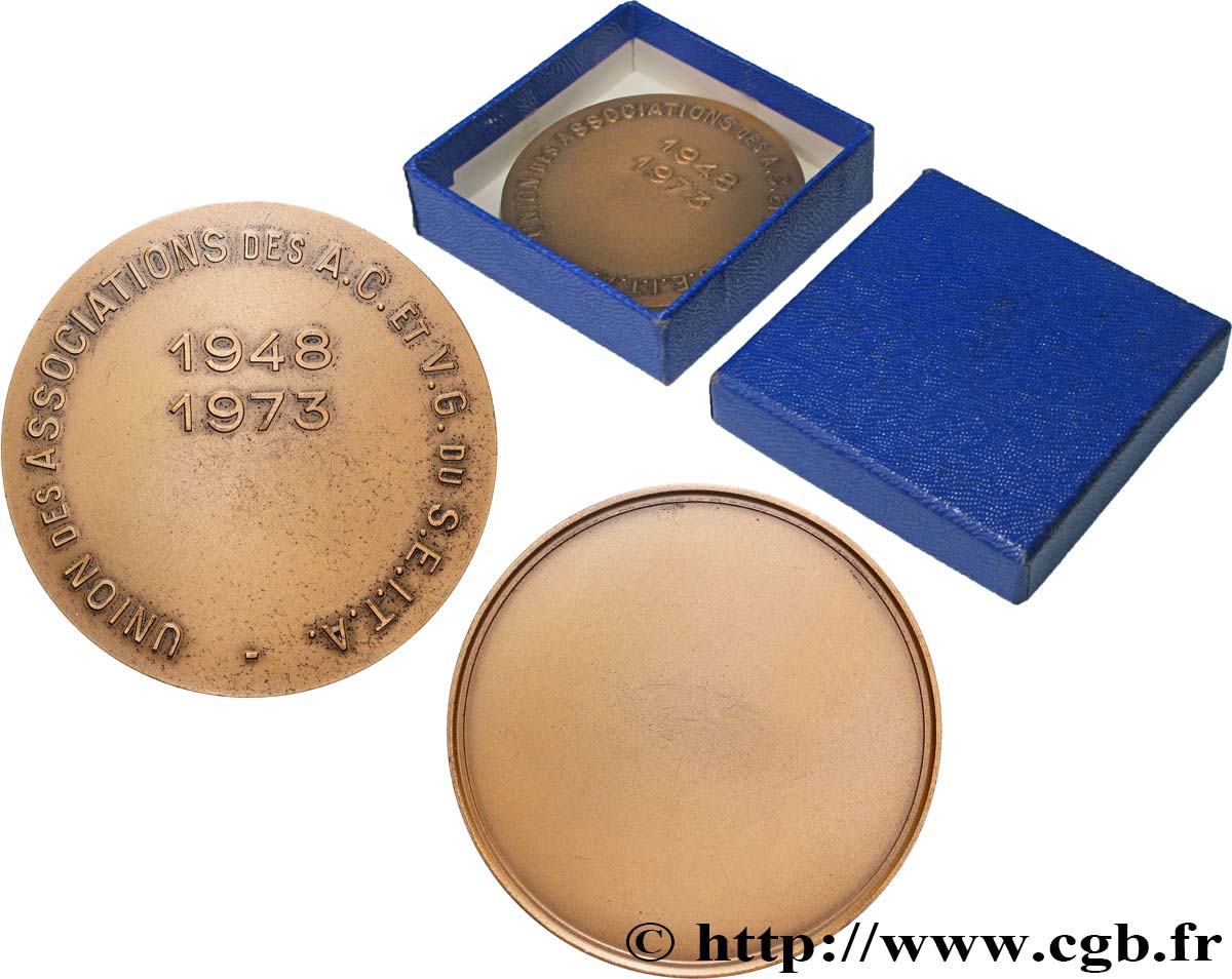 CINQUIÈME RÉPUBLIQUE Médaille, Union des associations des A.C. et V.G. du S.E.I.T.A TTB+