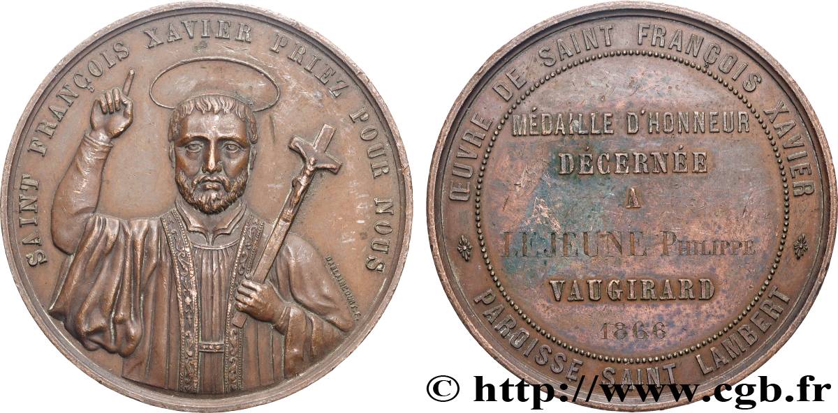 SECOND EMPIRE Médaille d’honneur, Oeuvre de Saint François-Xavier XF
