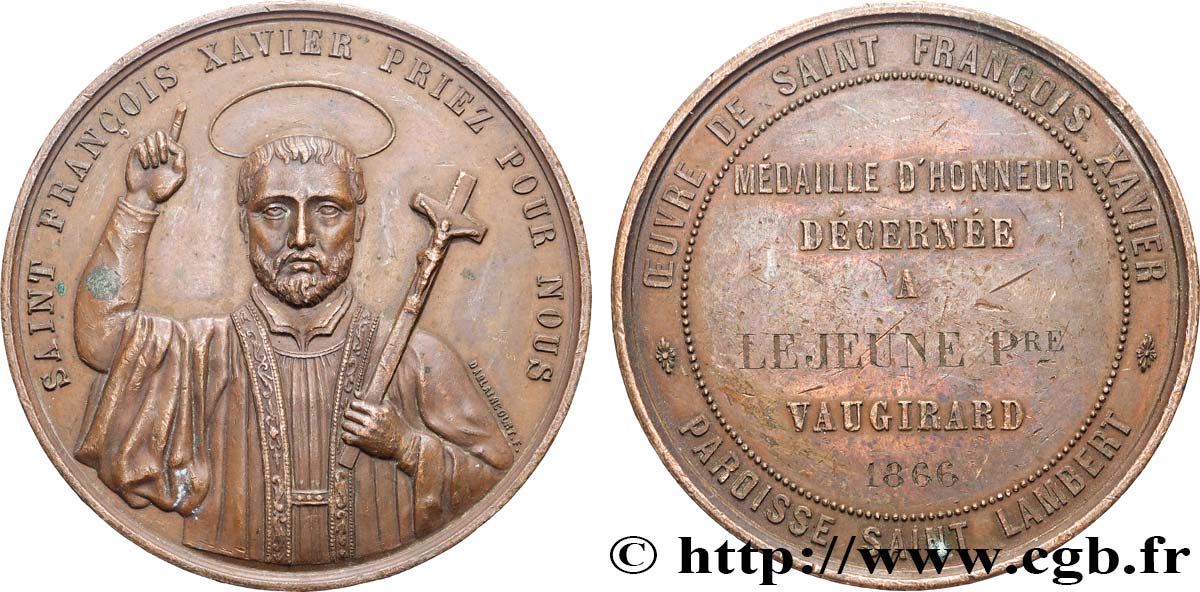 SECONDO IMPERO FRANCESE Médaille d’honneur, Oeuvre de Saint François-Xavier BB
