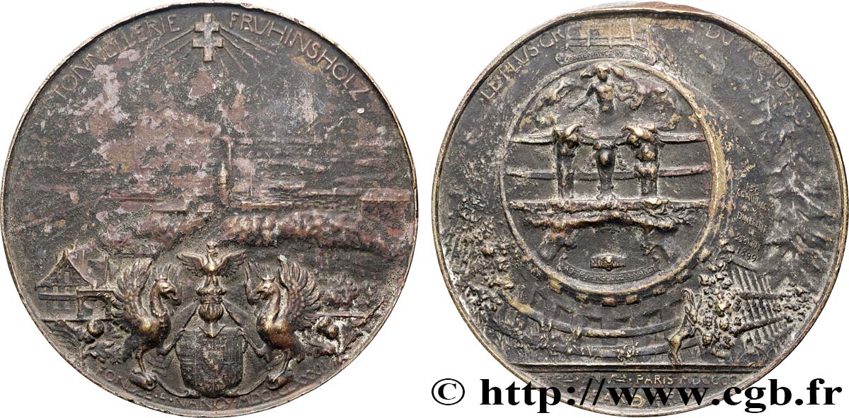 TROISIÈME RÉPUBLIQUE Médaille, Tonnellerie Fruhinsholz, Grand Prix, Exposition Universelle de Paris TB+