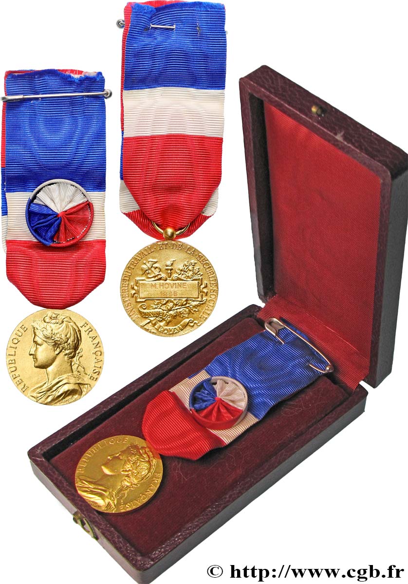 V REPUBLIC Médaille d’honneur du travail, Ministère du travail et de la sécurité sociale, Vermeil AU