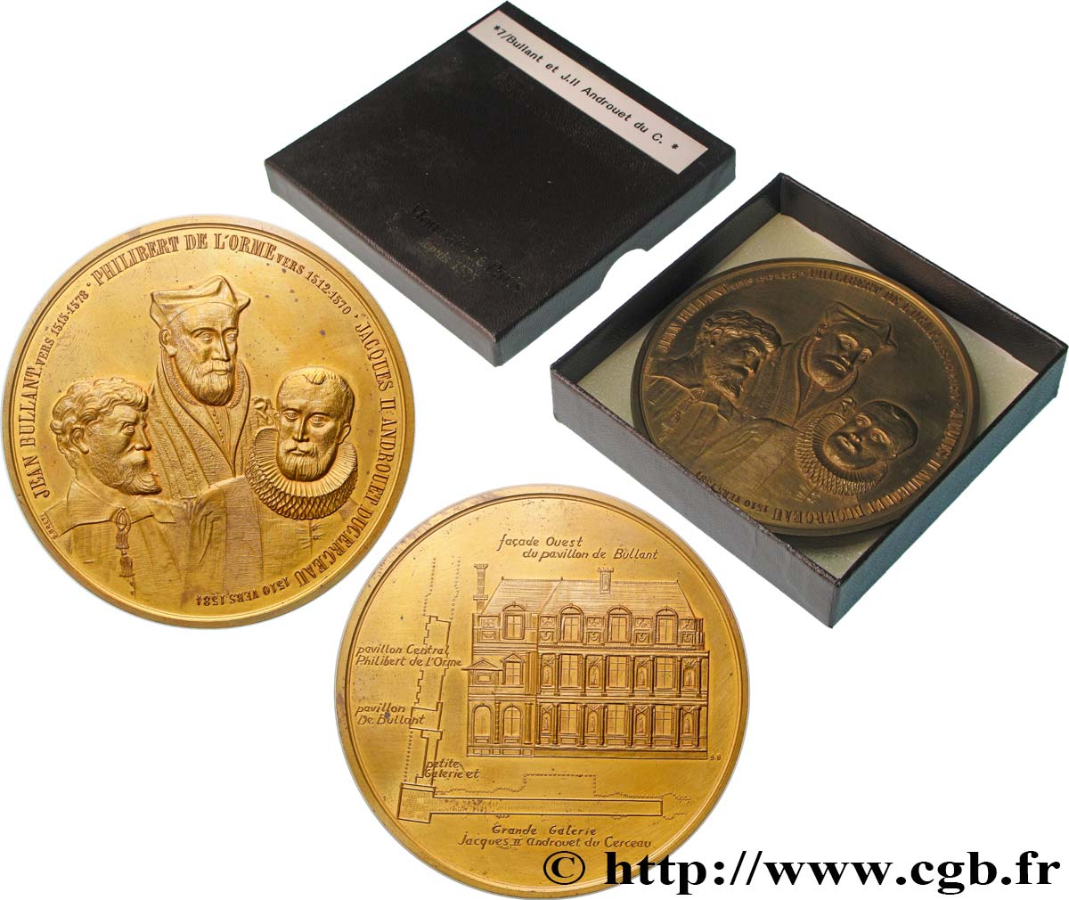 MONUMENTS ET HISTOIRE Médaille, Jean Bullant, Philibert de l’Orme, Jacques II Androuet Ducerceau et le Louvre, n°303 TTB+