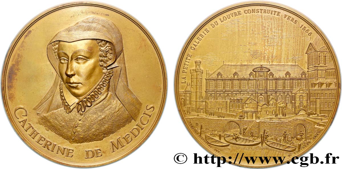 QUINTA REPUBBLICA FRANCESE Médaille, Catherine de Médicis, Construction de la petite galerie du Louvre, n°294 q.SPL/SPL