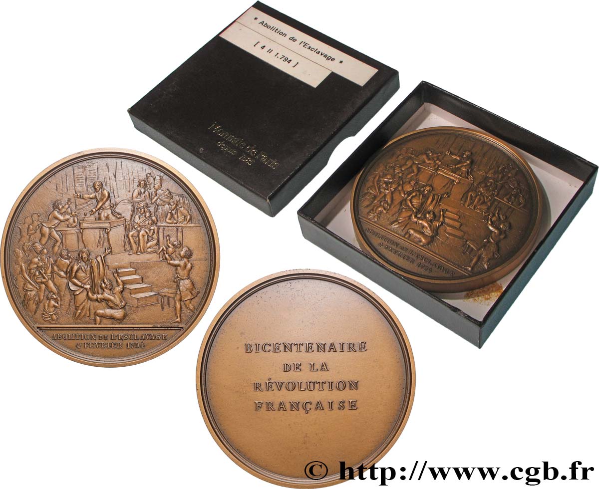 QUINTA REPUBLICA FRANCESA Médaille, Bicentenaire de la Révolution, Abolition de l’esclavage EBC