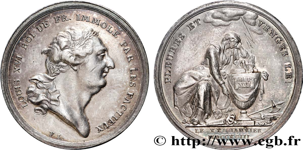 LOUIS XVI Médaille dénonçant la mort du roi le 21 janvier 1793 AU