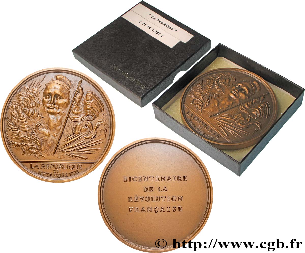 CINQUIÈME RÉPUBLIQUE Médaille, Bicentenaire de la Révolution, La République SUP
