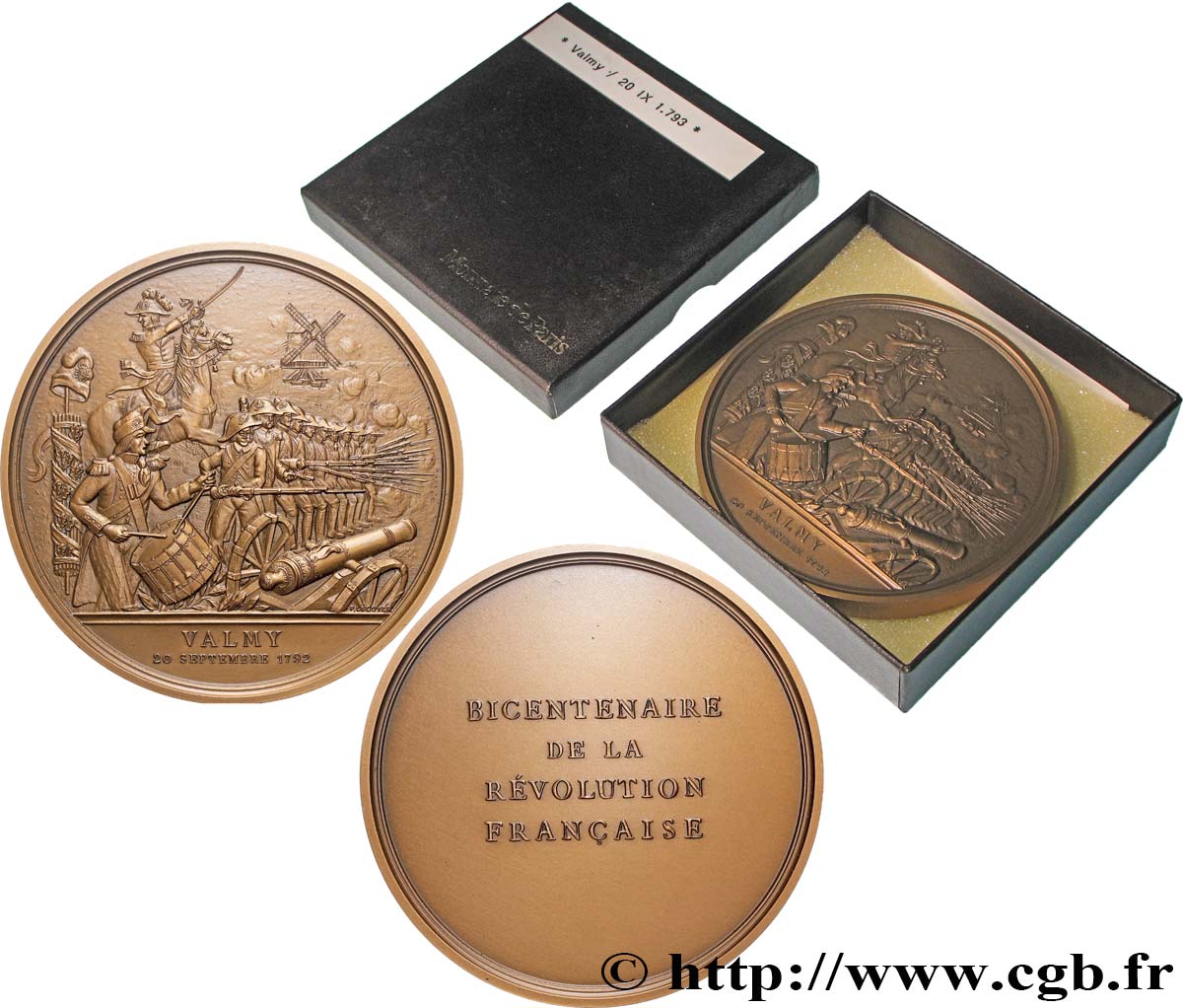 CINQUIÈME RÉPUBLIQUE Médaille, Bicentenaire de la Révolution, Bataille de Valmy SUP/SUP+