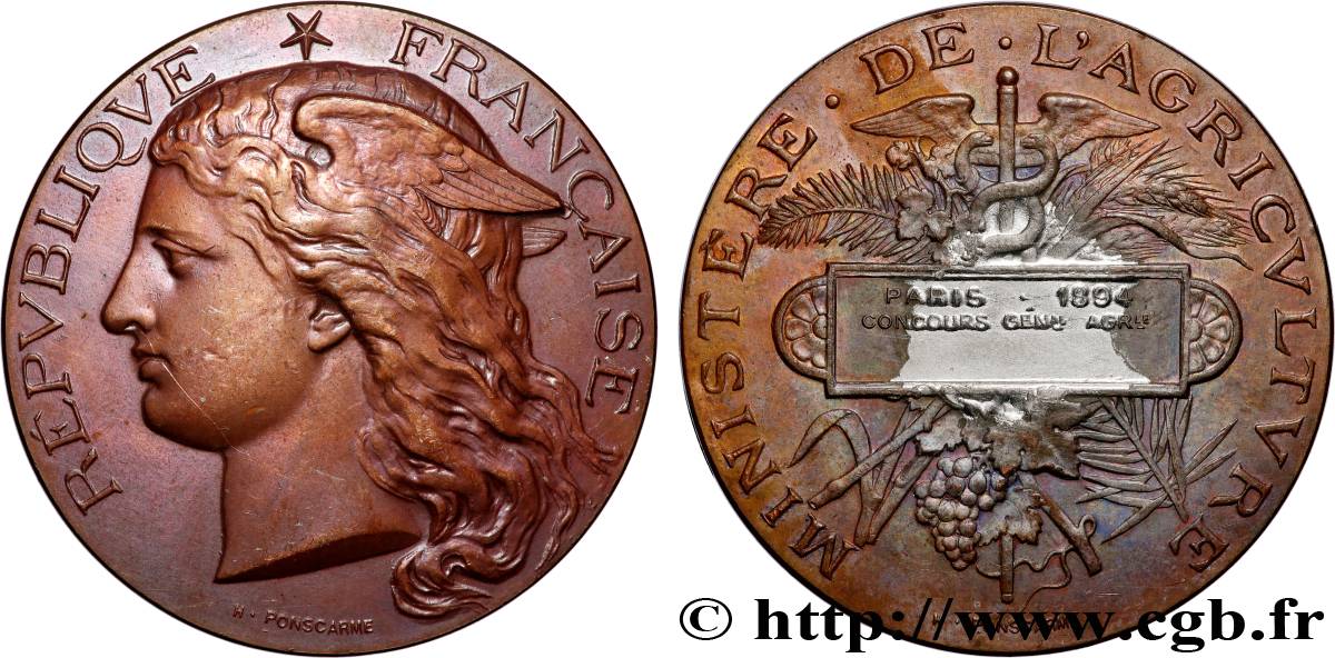 TROISIÈME RÉPUBLIQUE Médaille, Concours général agricole  TTB