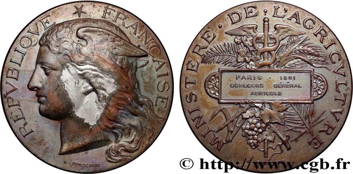 TERCERA REPUBLICA FRANCESA Médaille, Concours général agricole  BC+