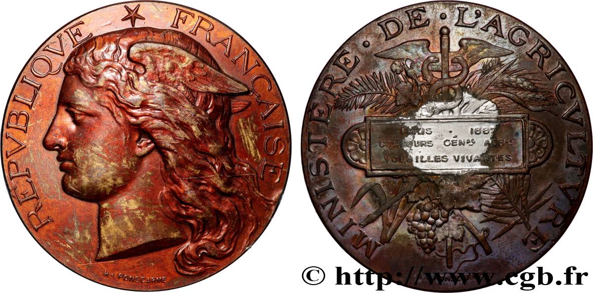 TROISIÈME RÉPUBLIQUE Médaille, Concours général agricole, volailles vivantes TB+