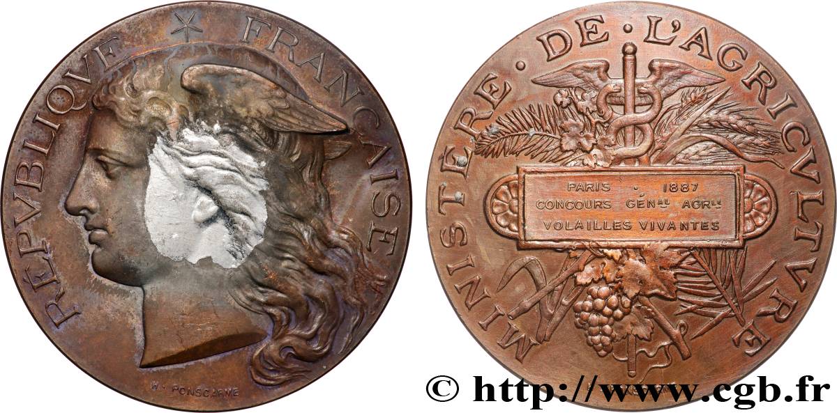 TROISIÈME RÉPUBLIQUE Médaille, Concours général agricole, volailles vivantes TB+/TTB