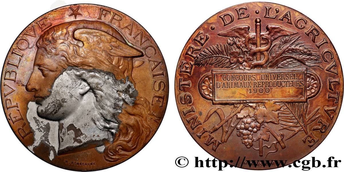 TERCERA REPUBLICA FRANCESA Médaille, Concours universel d’animaux reproducteurs  BC+/MBC
