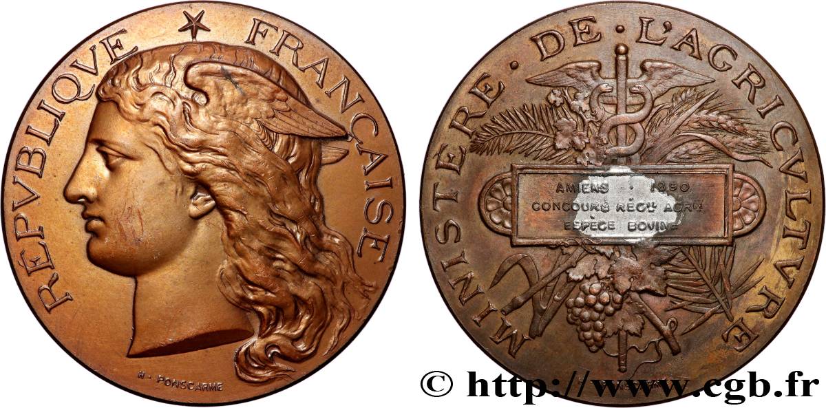 TROISIÈME RÉPUBLIQUE Médaille, Concours régional d’agriculture, espèce bovine TTB/TB+