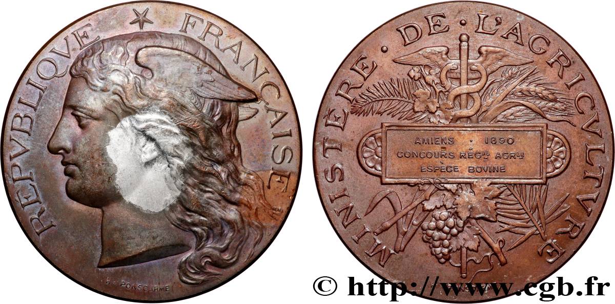 TROISIÈME RÉPUBLIQUE Médaille, Concours régional d’agriculture, espèce bovine TB+/TTB