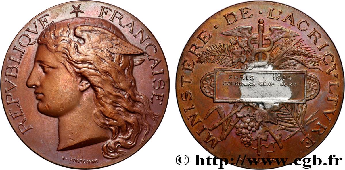 TROISIÈME RÉPUBLIQUE Médaille, Concours général agricole  TTB