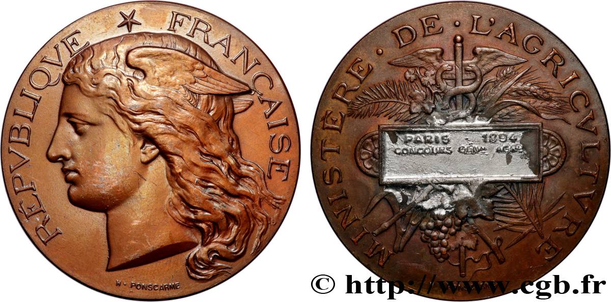 TERCERA REPUBLICA FRANCESA Médaille, Concours général agricole  MBC/BC+