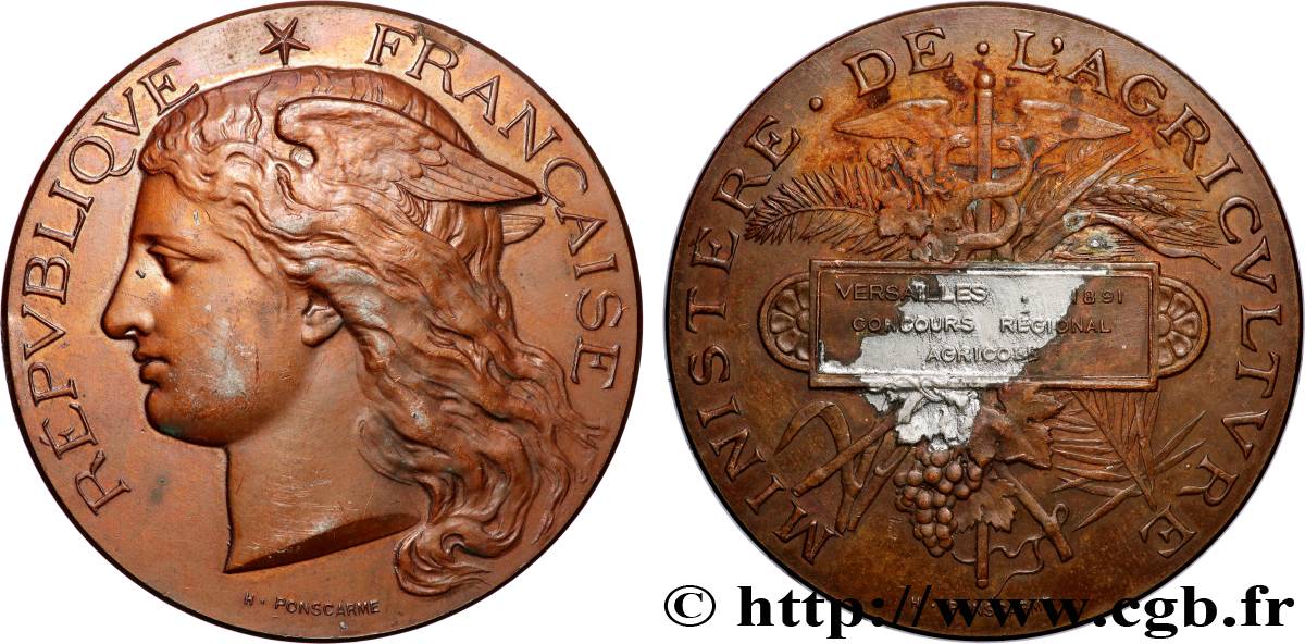 TROISIÈME RÉPUBLIQUE Médaille, Concours régional agricole  TTB