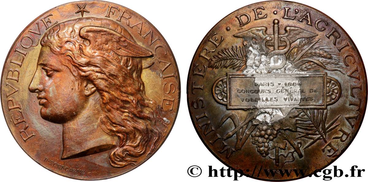 TROISIÈME RÉPUBLIQUE Médaille, Concours général agricole, volailles vivantes   TTB/TB+