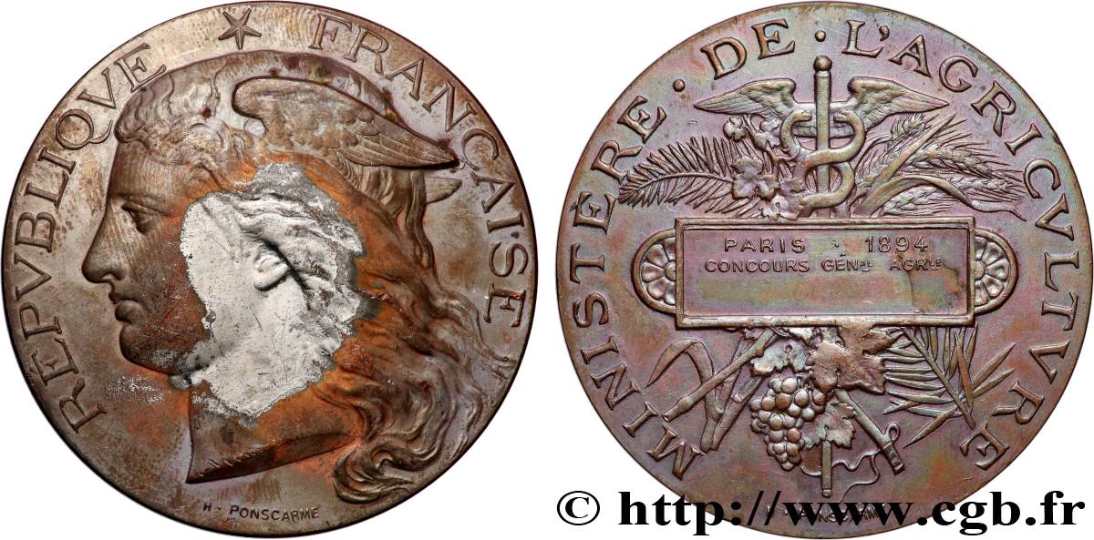 TROISIÈME RÉPUBLIQUE Médaille, Concours général agricole  TB+/TTB
