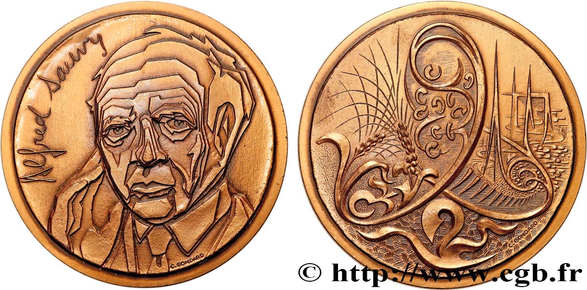 QUINTA REPUBBLICA FRANCESE Médaille, Alfred Sauvy, n°26 SPL
