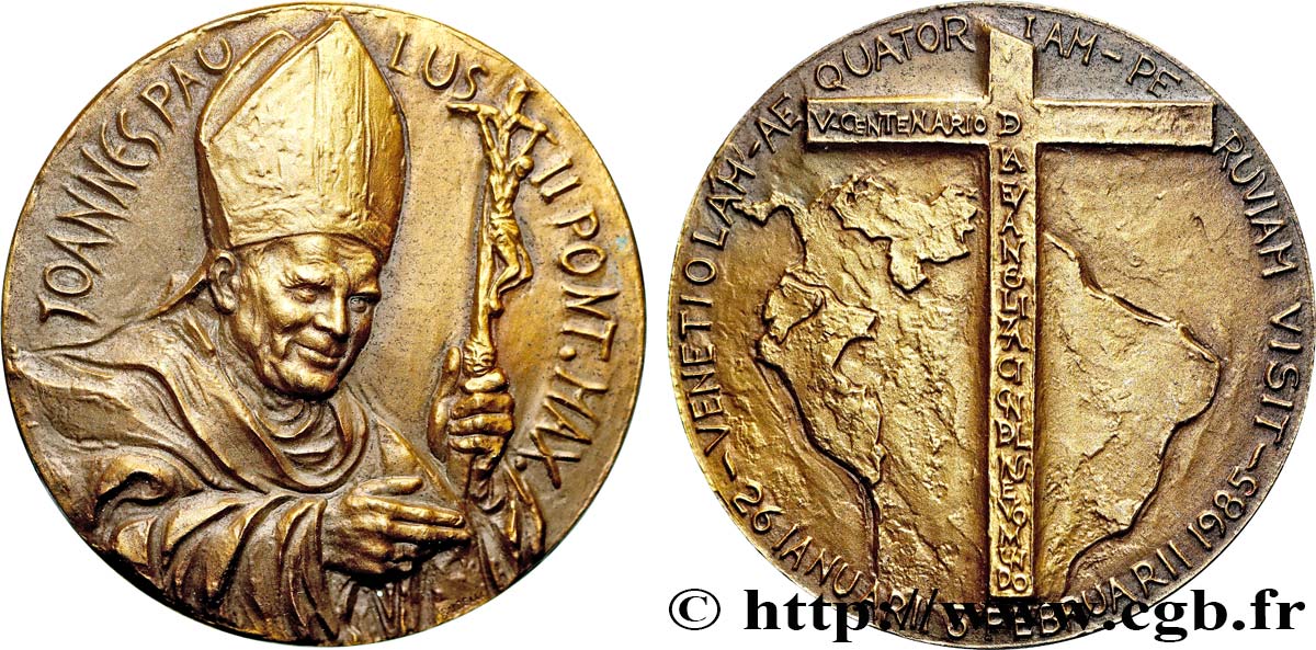 JEAN-PAUL II (Karol Wojtyla) Médaille, Visite, 5e centenaire de l’évangélisation du Nouveau Monde SPL