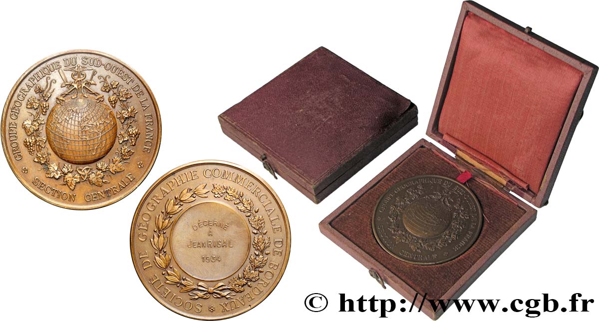 TROISIÈME RÉPUBLIQUE Médaille, Société géographique du sud-ouest de la France TTB+