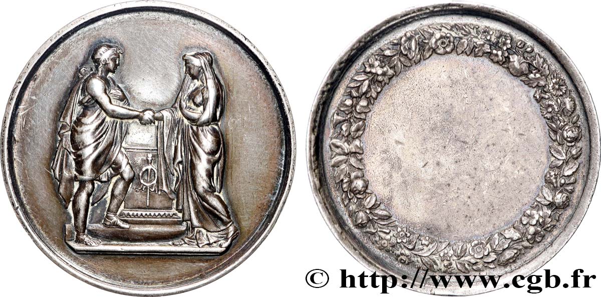AMOUR ET MARIAGE Médaille de mariage, Couple antique XF