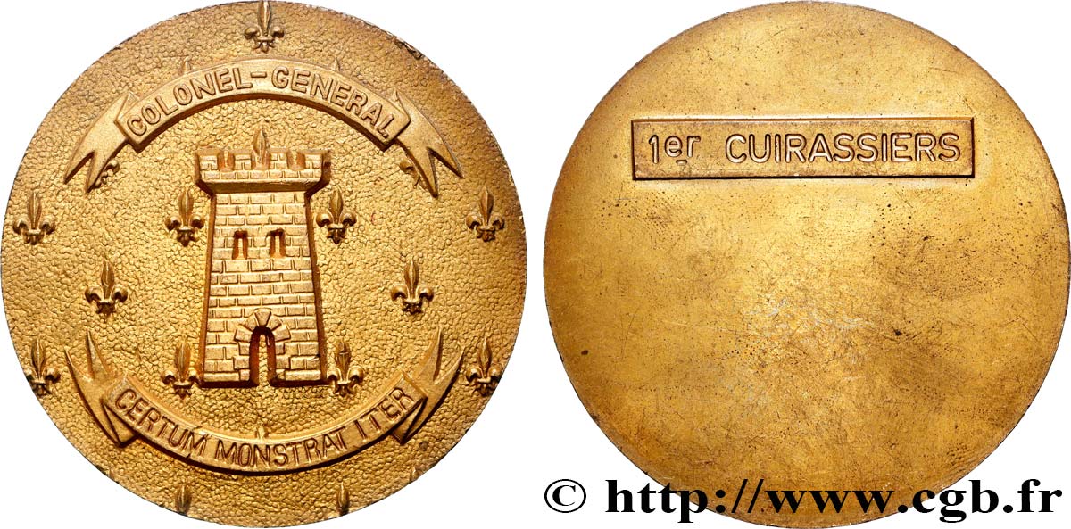 CINQUIÈME RÉPUBLIQUE Médaille, 1er régiment de cuirassiers TTB